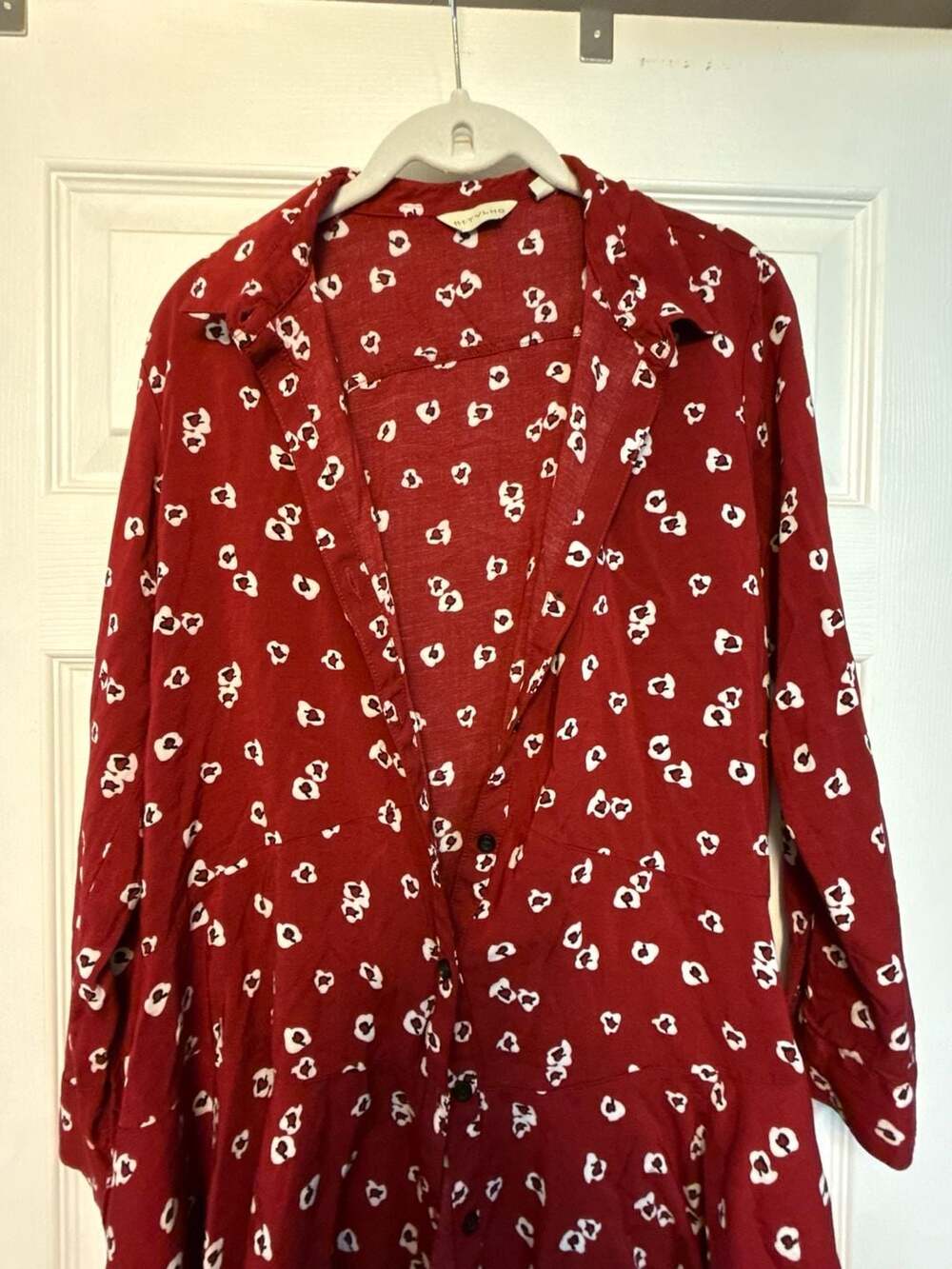 Anthropologie 11.1 Tylho Lakin Burgundy Poppy Floral Tunic Blouse